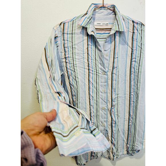SAMSOE Multicolor Stripes Long Sleeve Collar Front Button Alfrida Shirt Size XXS - Picture 10 of 11
